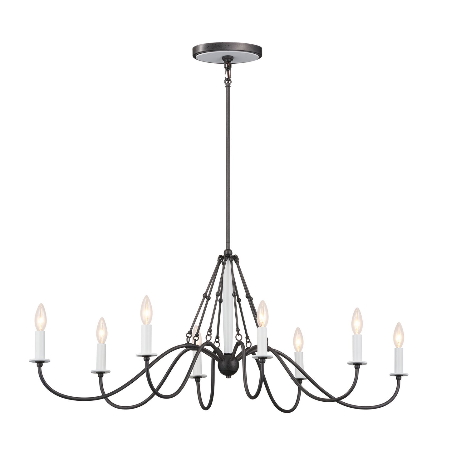 Freesia Eight Light Linear Chandelier in Anvil Iron
