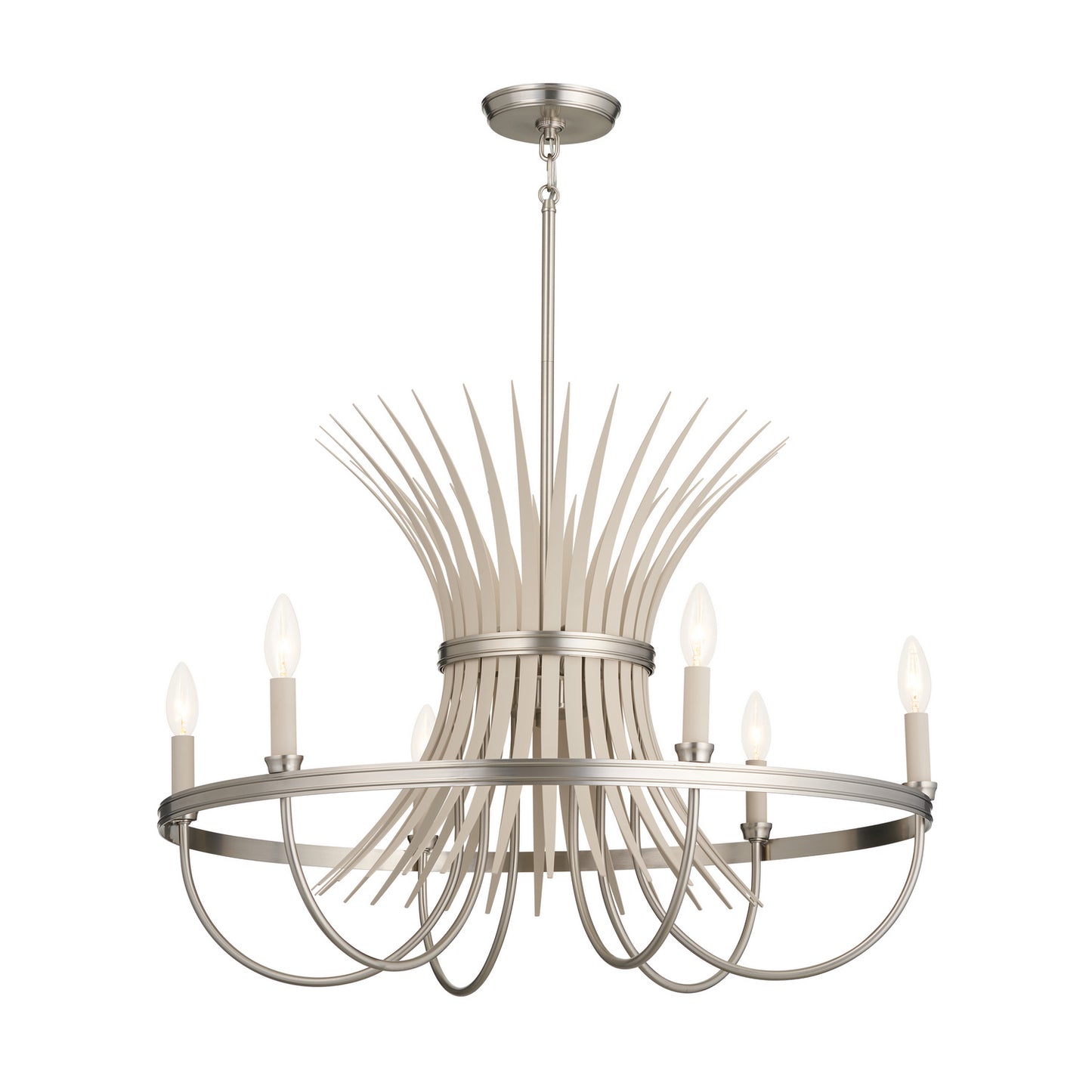 Baile Six Light Chandelier in Brushed Nickel