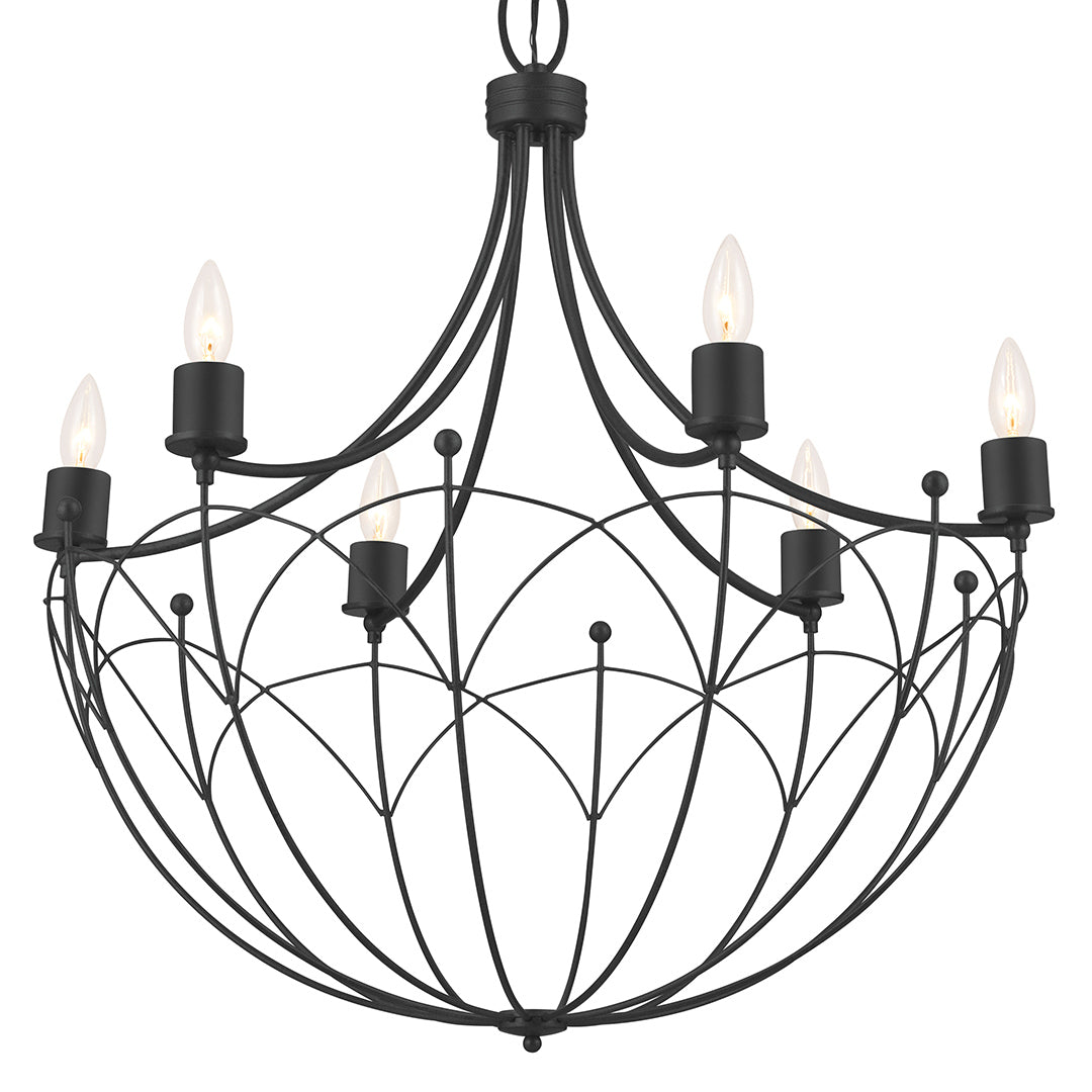 Topiary Six Light Chandelier in Textured Black