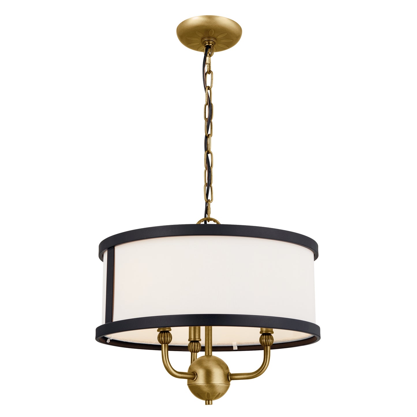 Heddle Three Light Chandelier/Semi Flush in Natural Brass