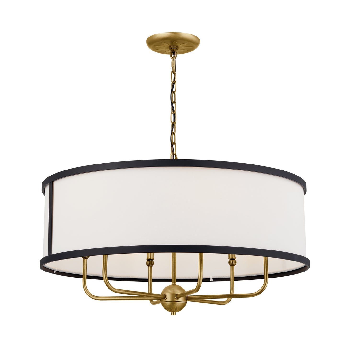 Heddle Six Light Chandelier in Natural Brass