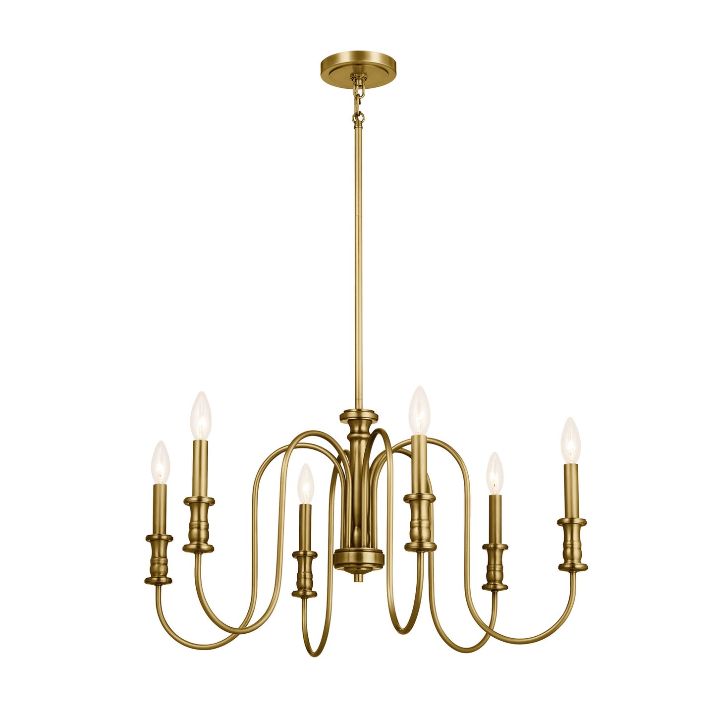 Karthe Six Light Chandelier in Natural Brass
