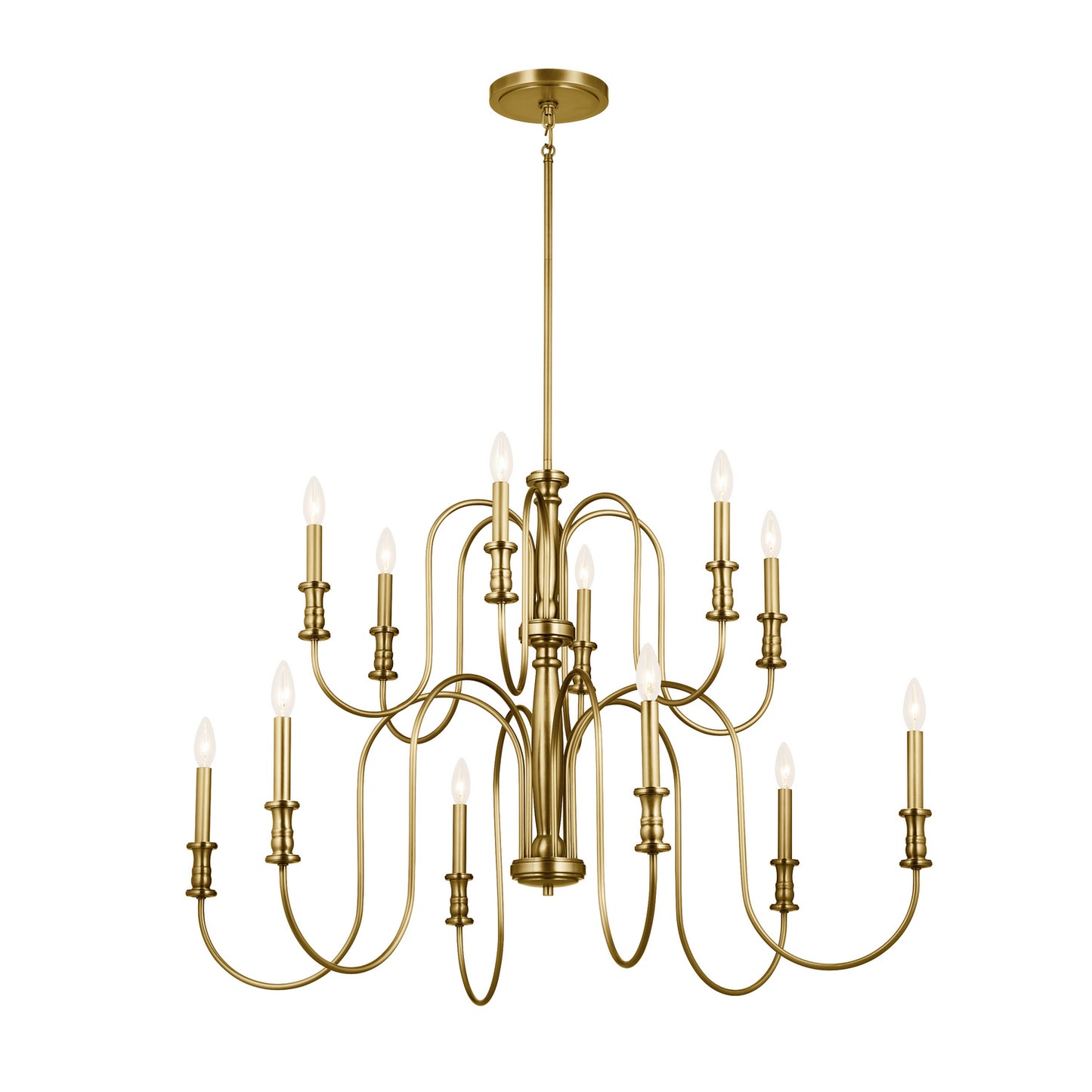 Karthe 12 Light Chandelier in Natural Brass