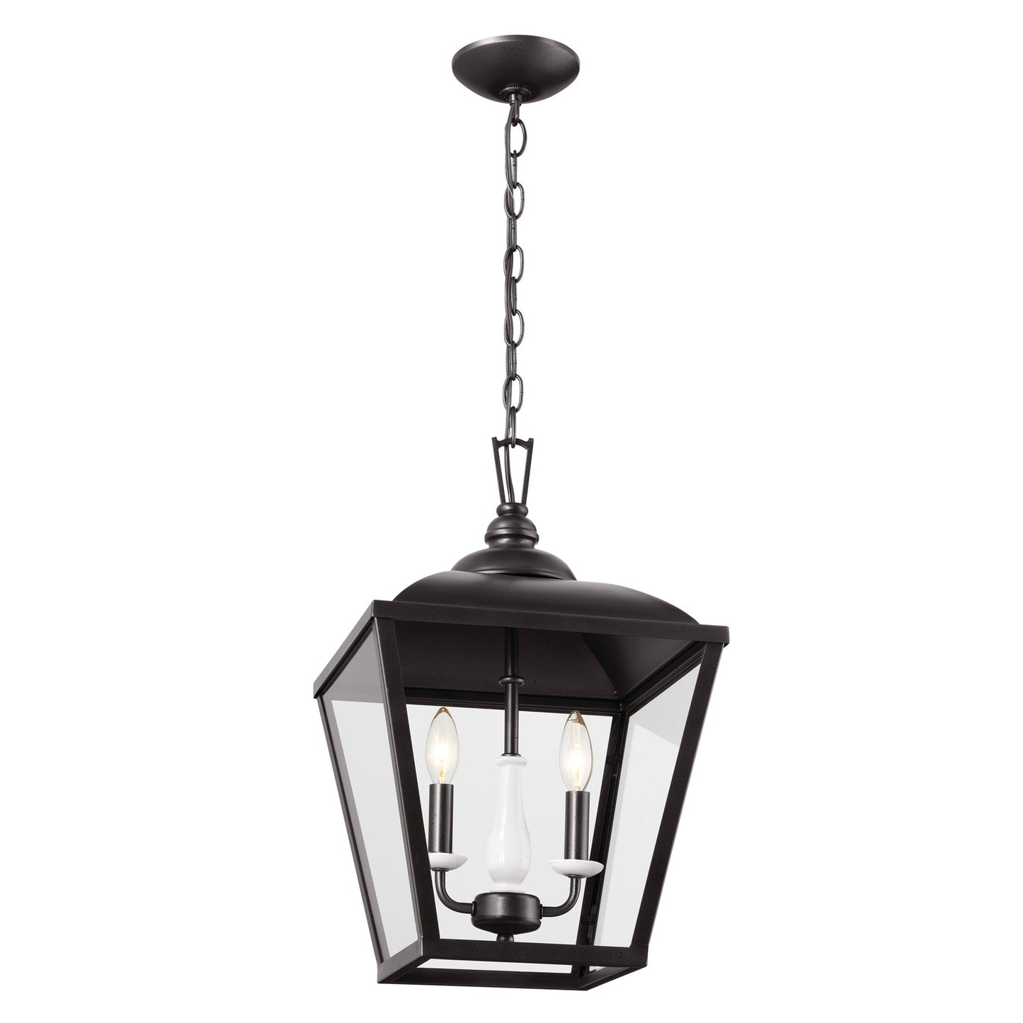 Dame Two Light Pendant in Anvil Iron