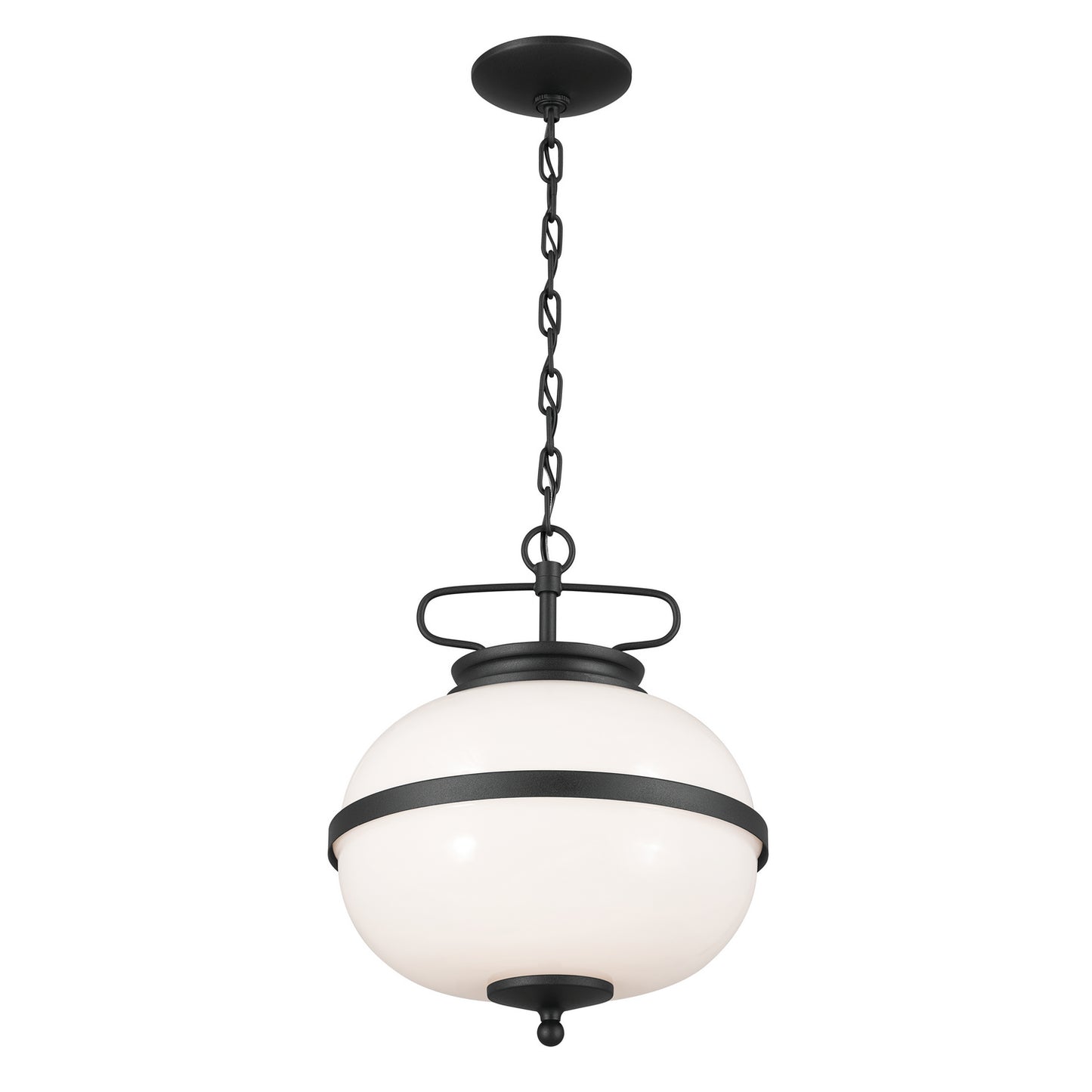 Opal Two Light Pendant in Textured Black