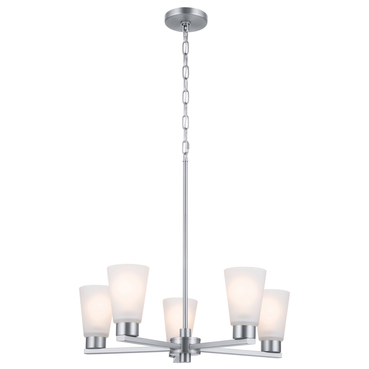 Stamos Five Light Chandelier in Brushed Nickel