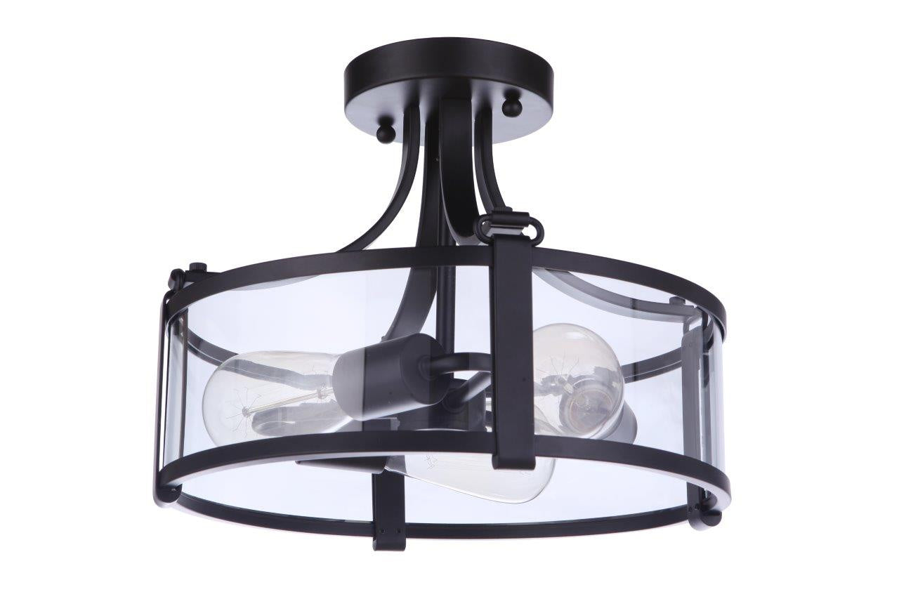 Elliot Three Light Semi Flush Mount in Flat Black