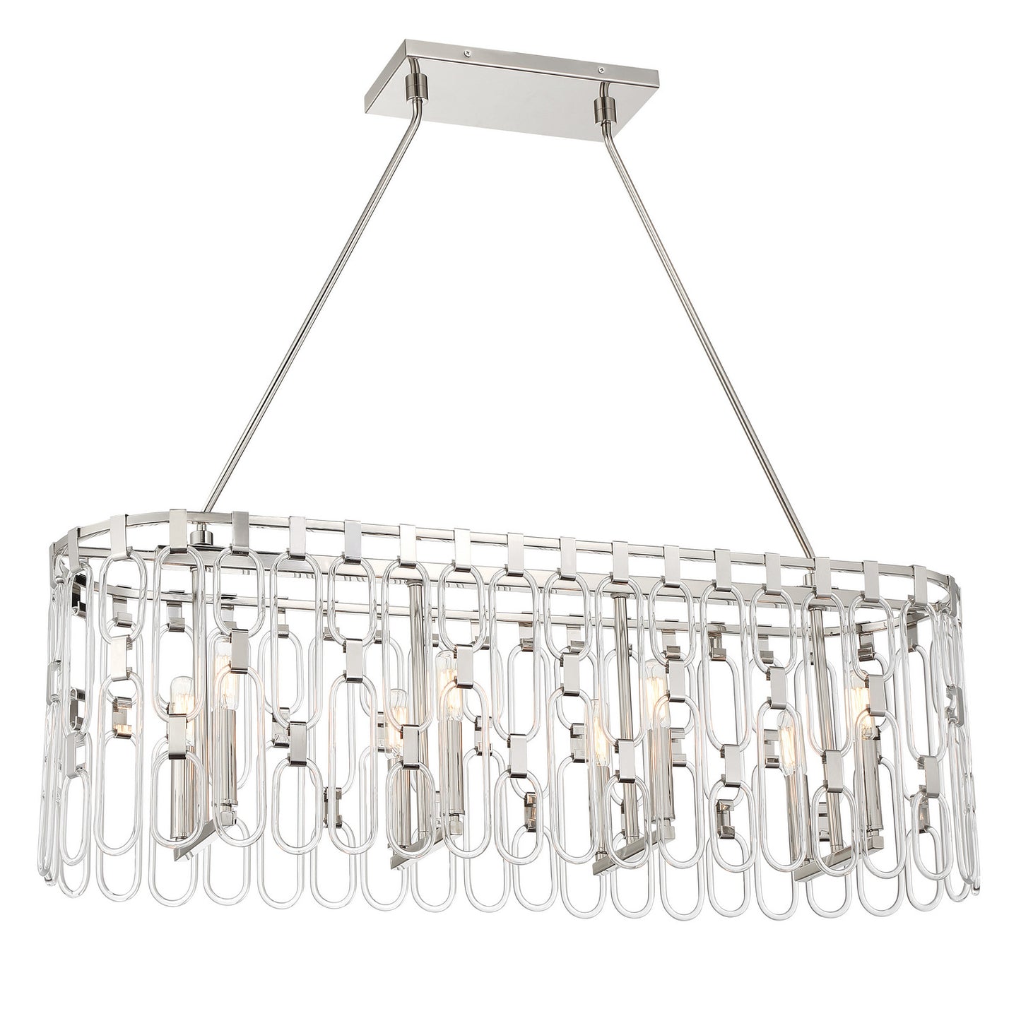 Charming Eight Light Island Pendant in Polished Nickel