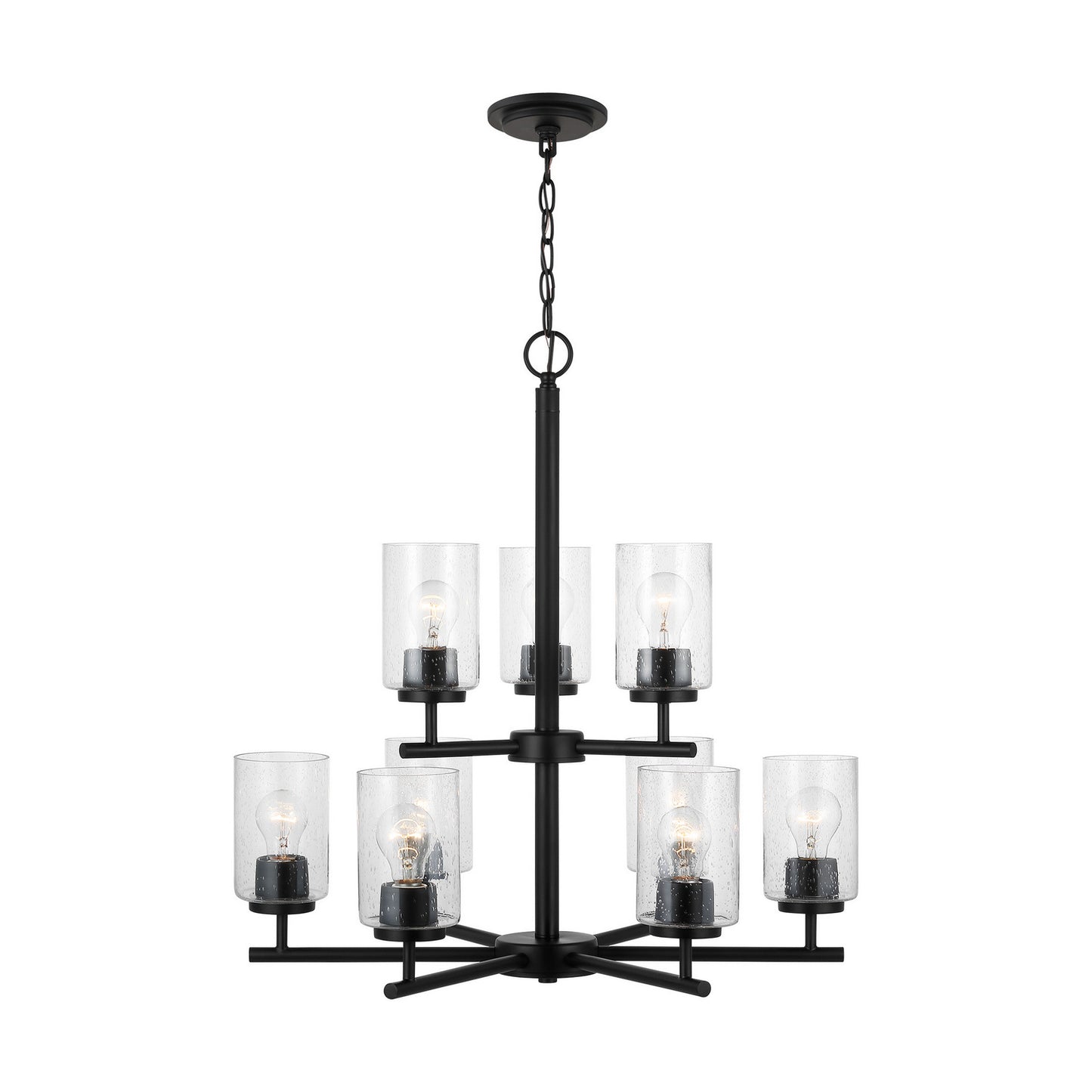 Oslo Nine Light Chandelier in Midnight Black