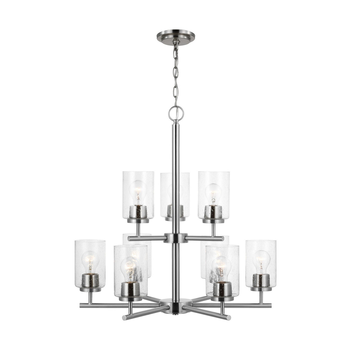 Oslo Nine Light Chandelier in Brushed Nickel