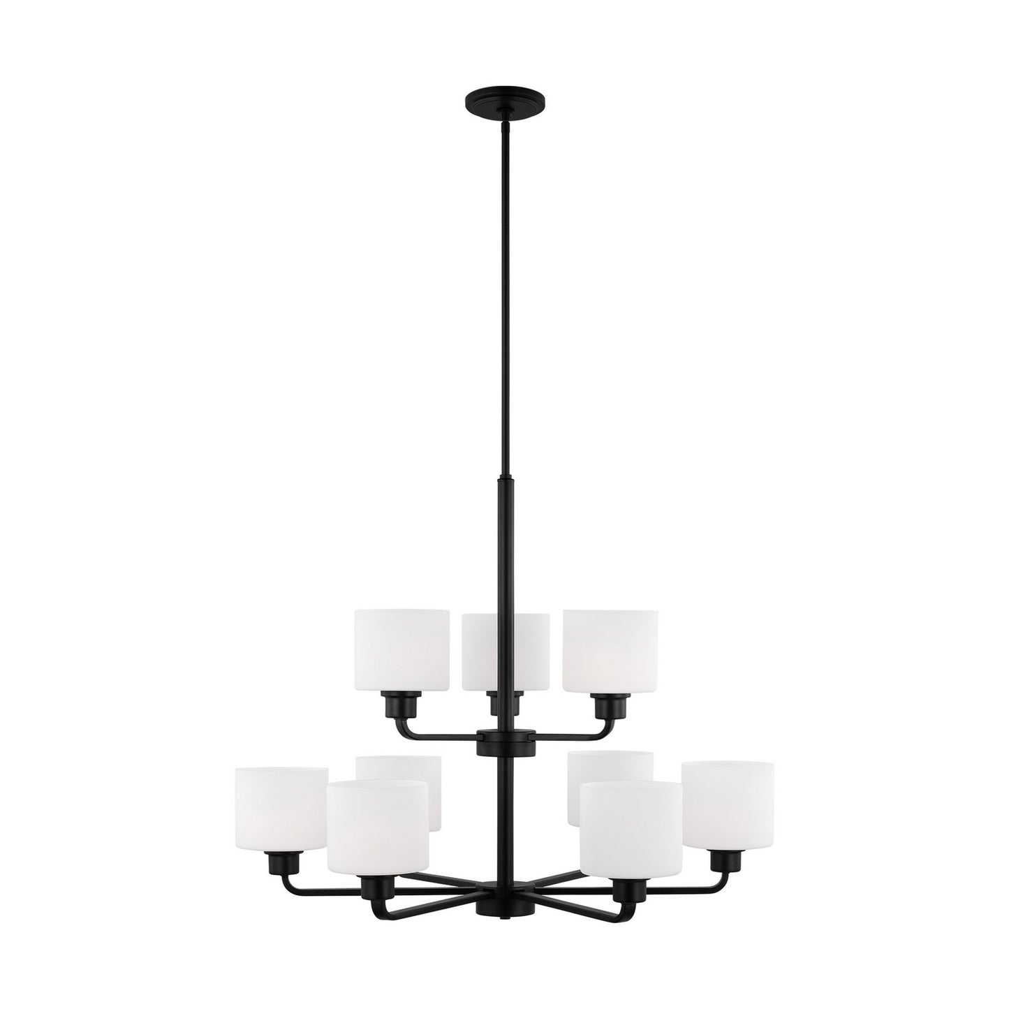 Canfield Nine Light Chandelier in Midnight Black