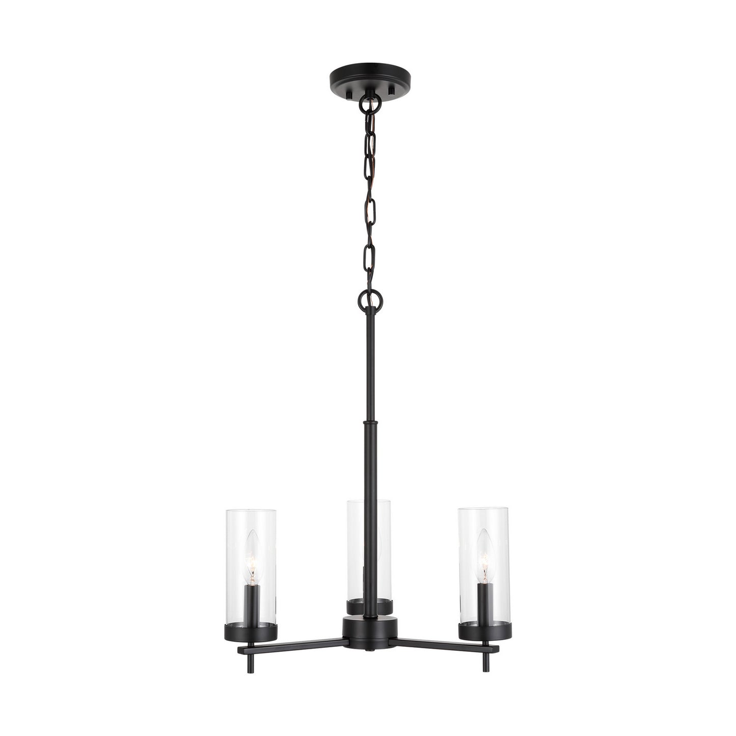 Zire Three Light Chandelier in Midnight Black