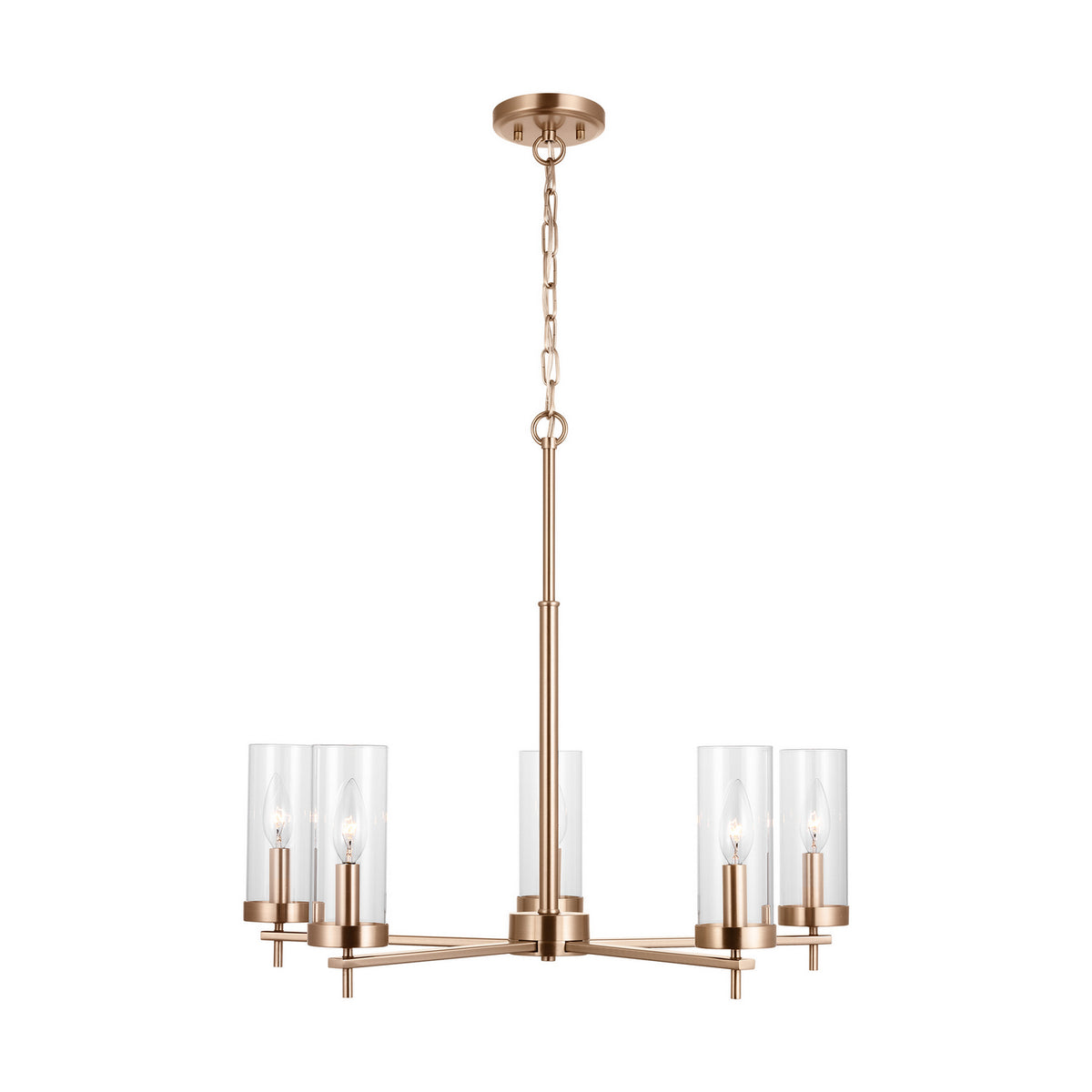 Zire Five Light Chandelier in Satin Brass
