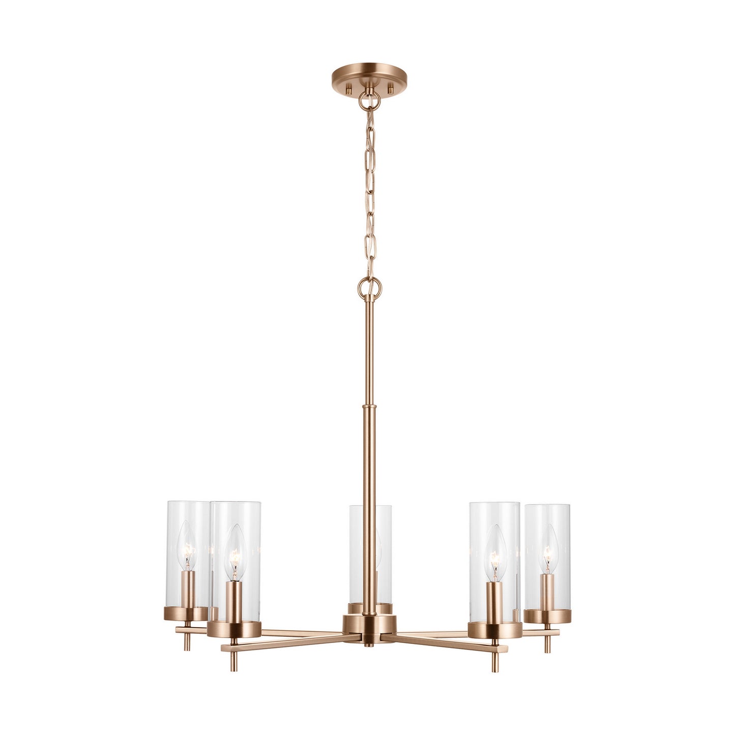 Zire Five Light Chandelier in Satin Brass