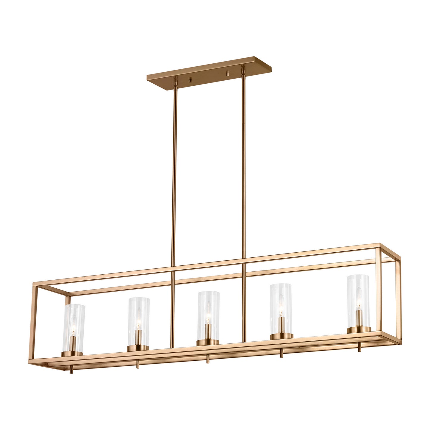 Zire Five Light Island Pendant in Satin Brass