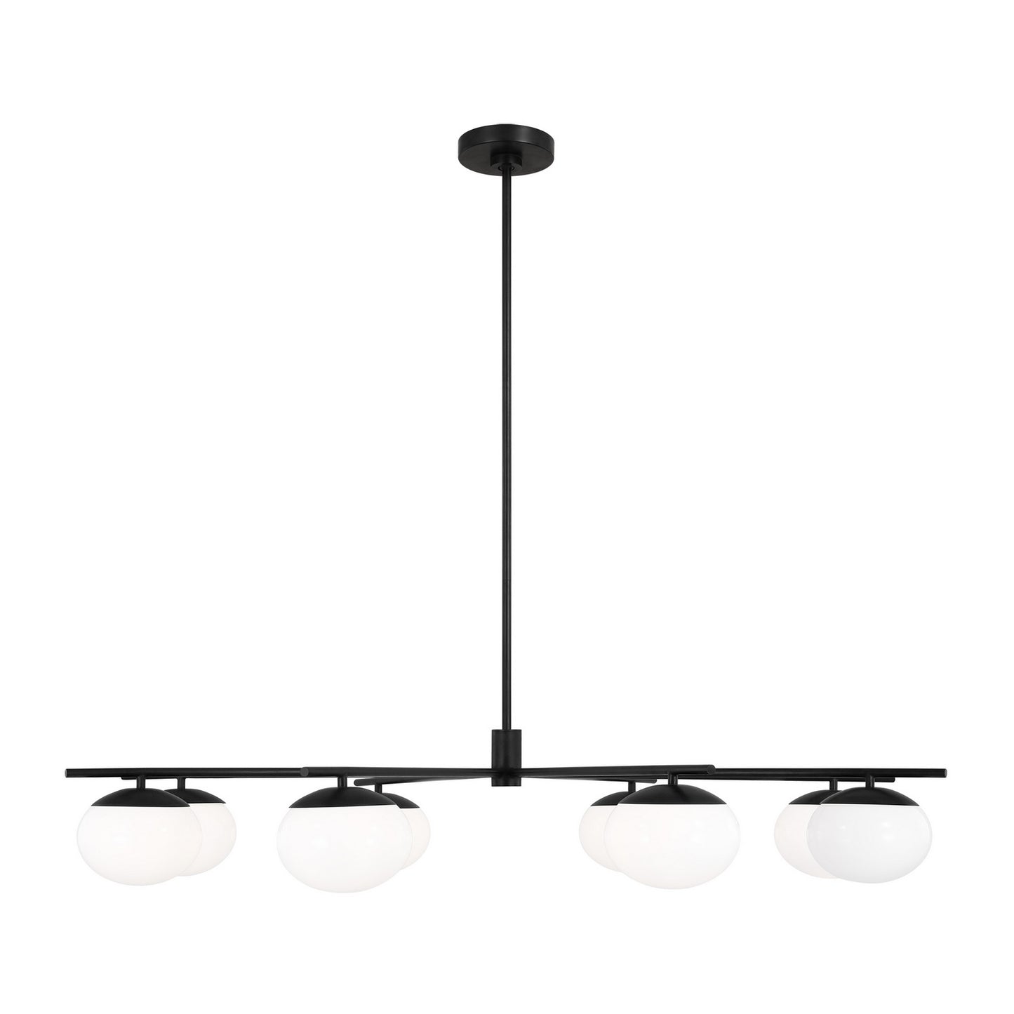 Lune Eight Light Chandelier in Aged Iron