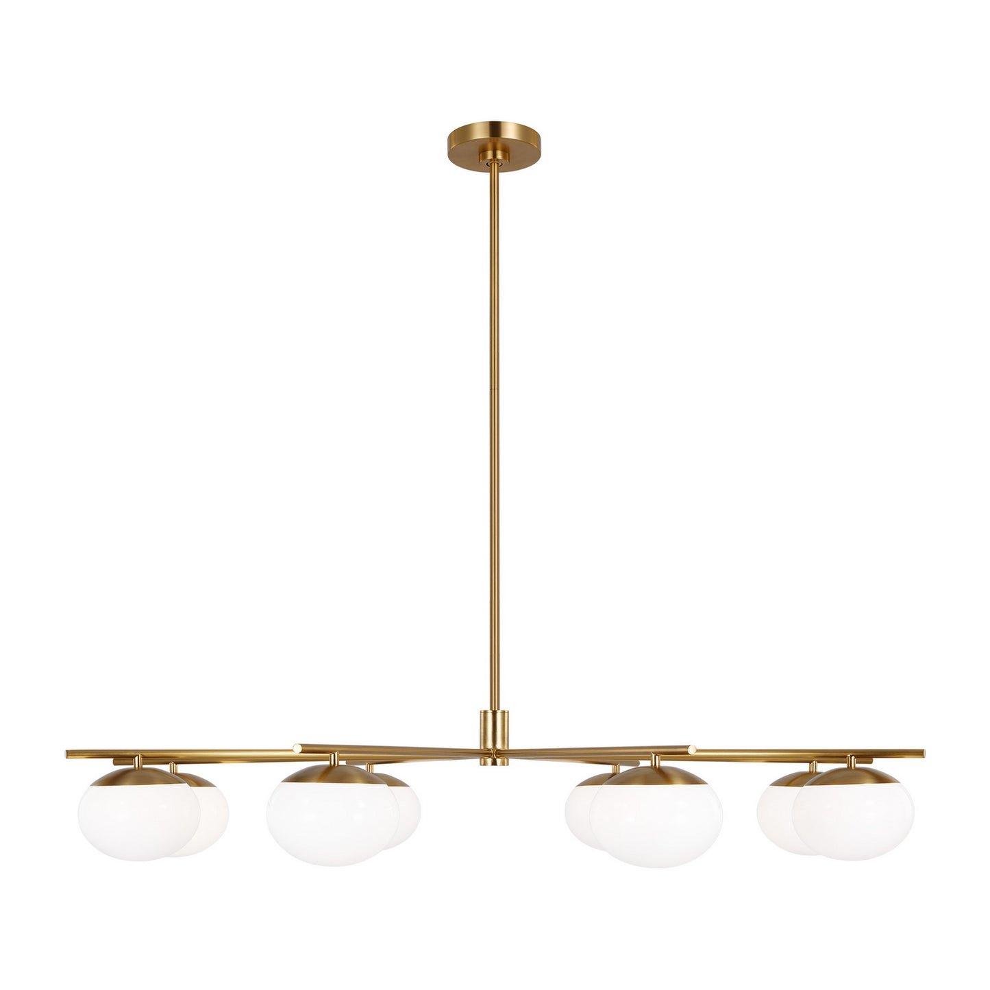 Lune Eight Light Chandelier in Burnished Brass
