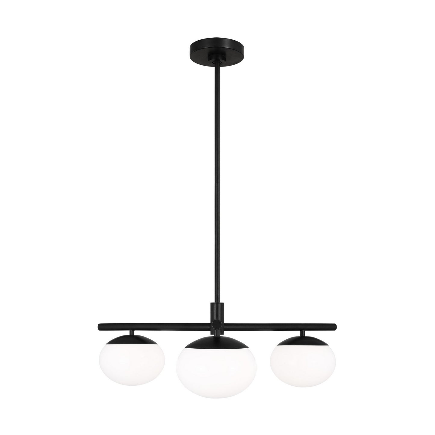 Lune Three Light Semi Flush Mount in Aged Iron