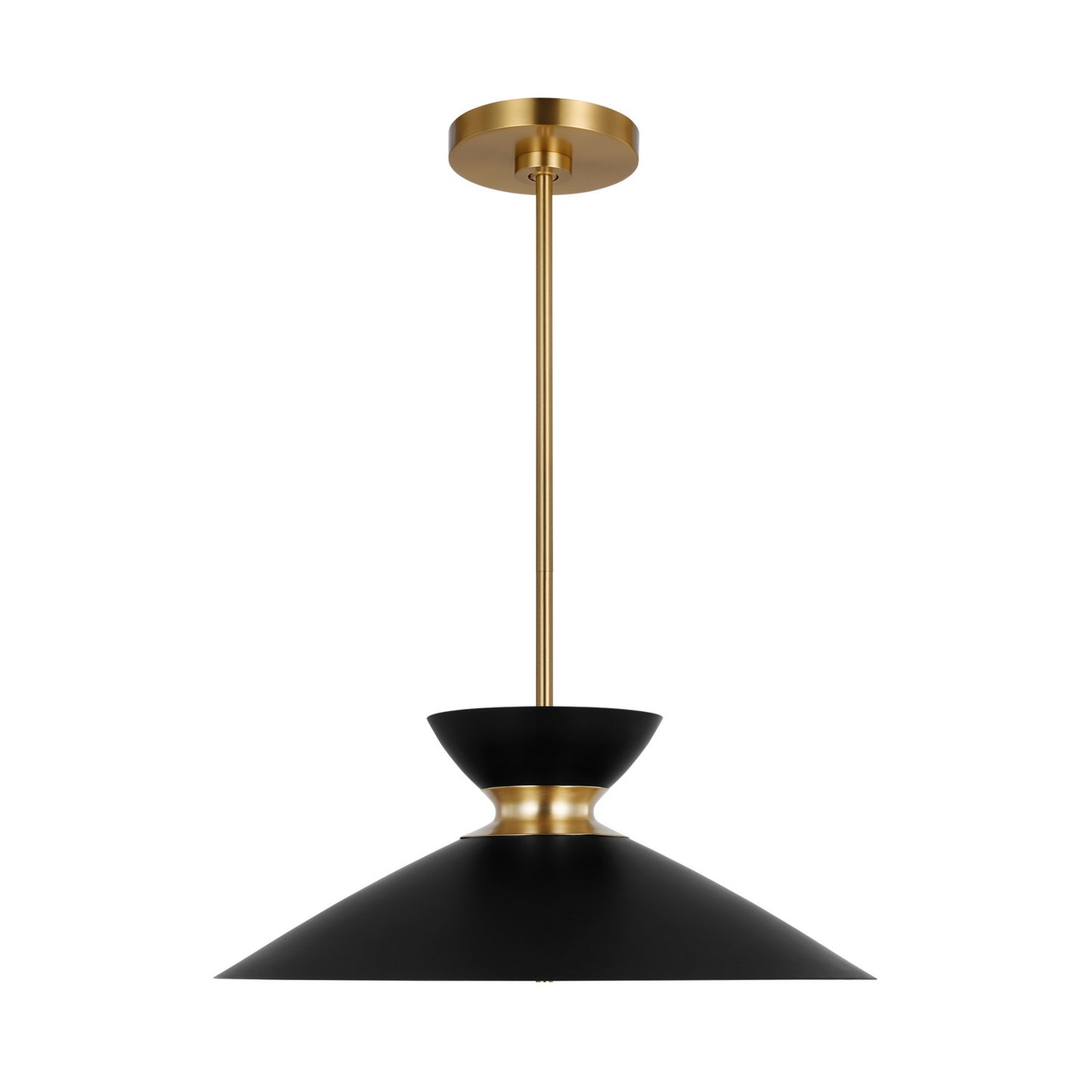 Heath One Light Pendant in Midnight Black and Burnished Brass