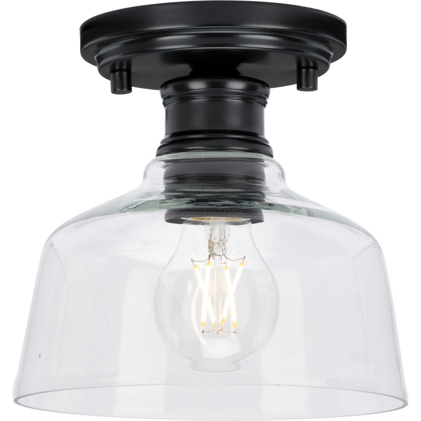 Singleton One Light Semi Flush Mount in Matte Black