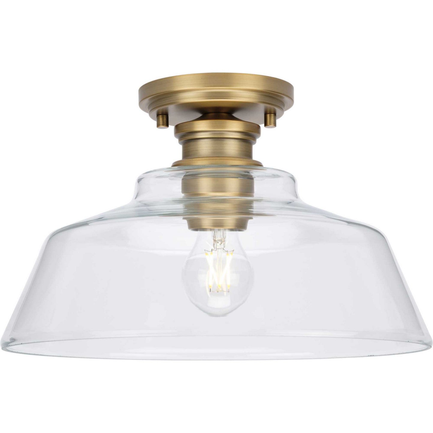 Singleton One Light Semi Flush Mount in Vintage Brass