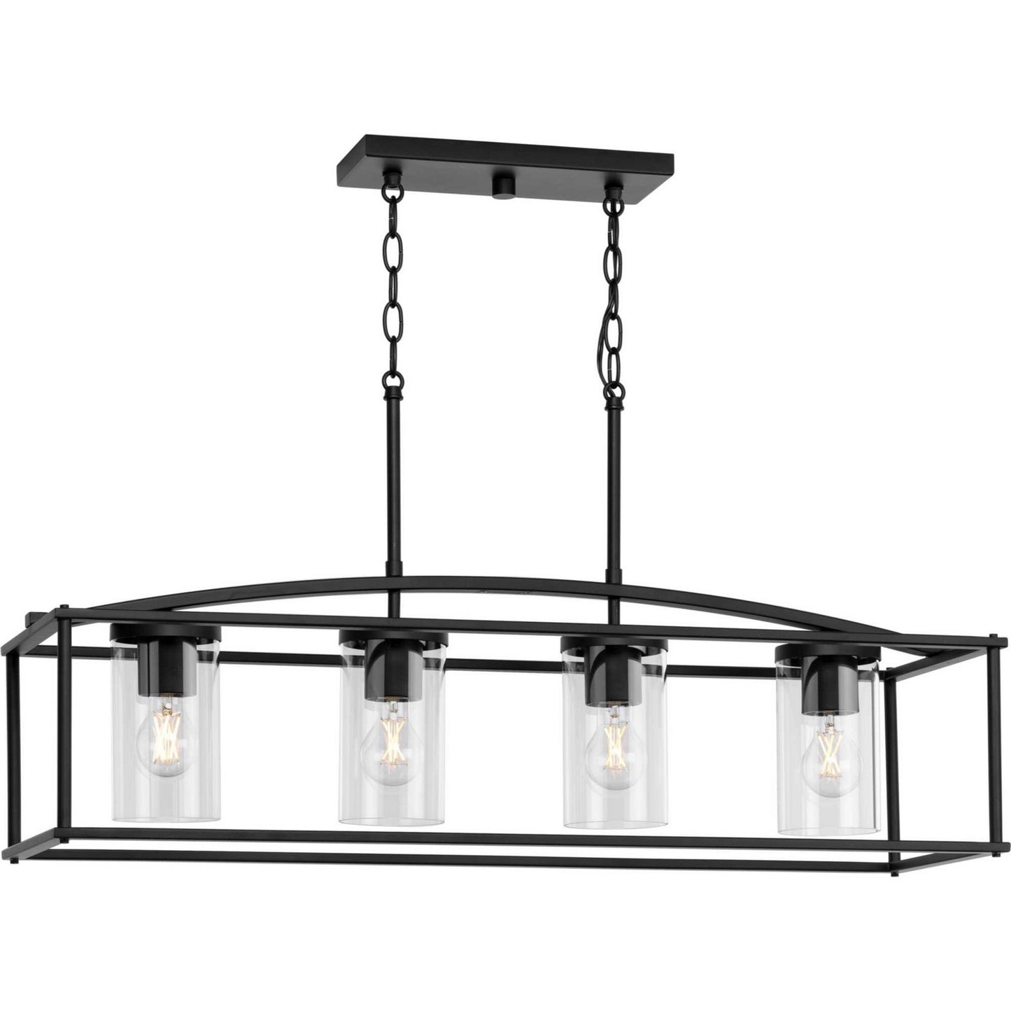 Swansea Four Light Outdoor Island Chandelier in Matte Black