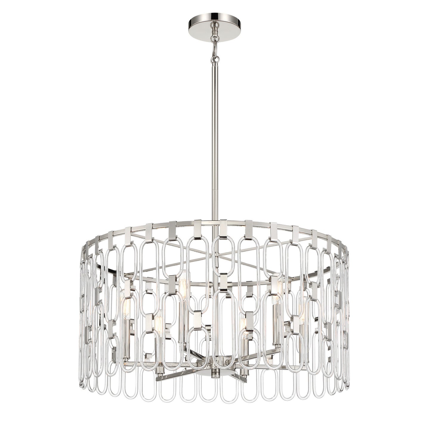 Charming Six Light Pendant in Polished Nickel