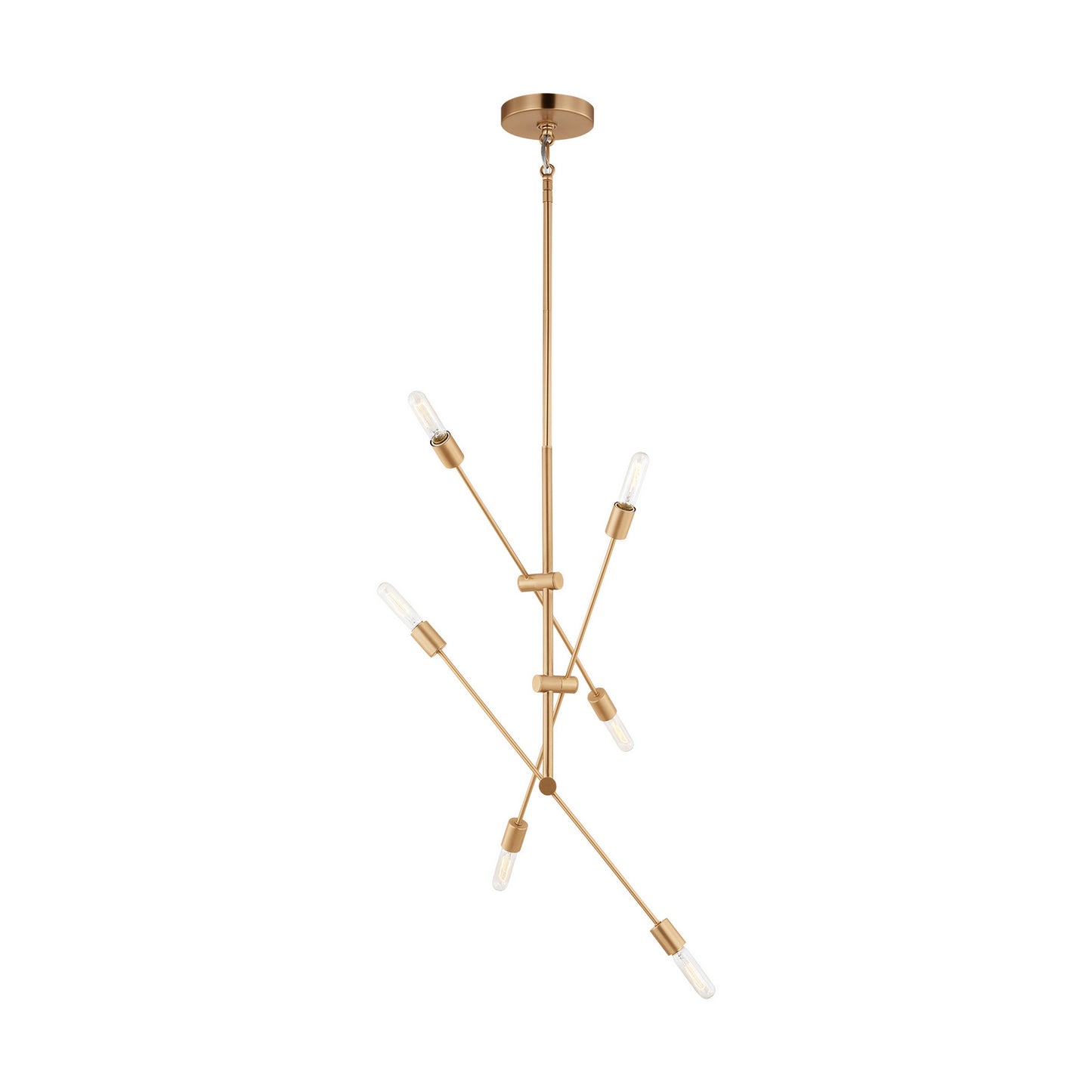 Axis Six Light Chandelier in Satin Brass