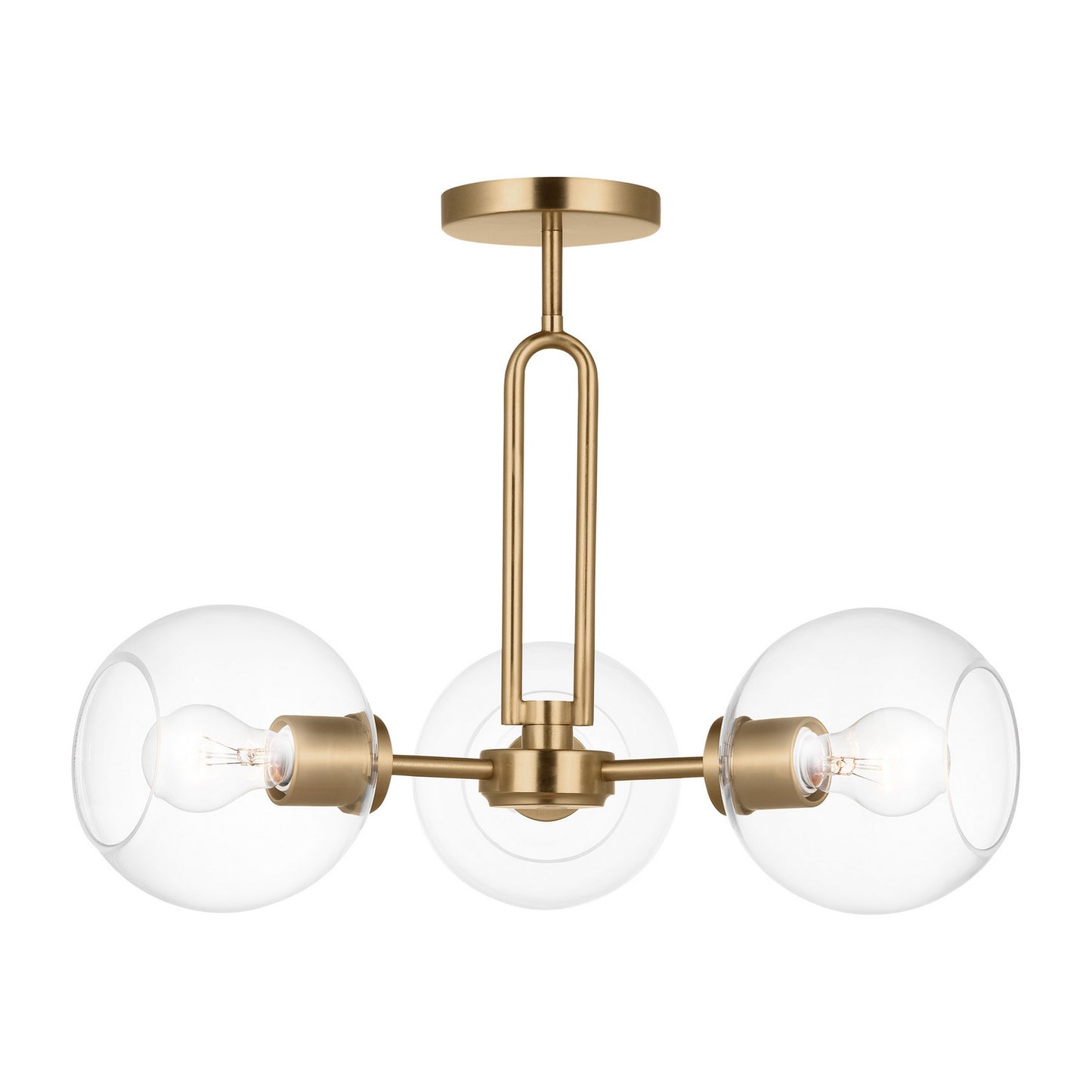 Codyn Three Light Semi-Flush Mount in Satin Brass