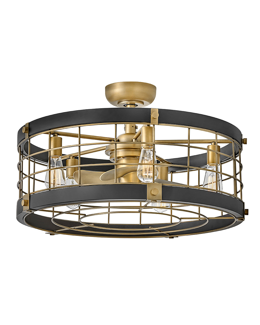 Bryce 27" LED Fandelier in Heritage Brass
