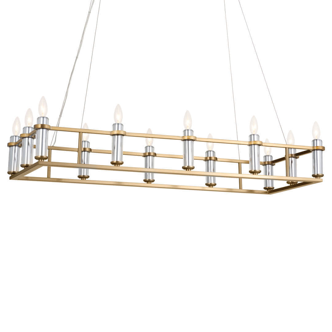 Rosalind 12 Light Linear Chandelier in Brushed Natural Brass