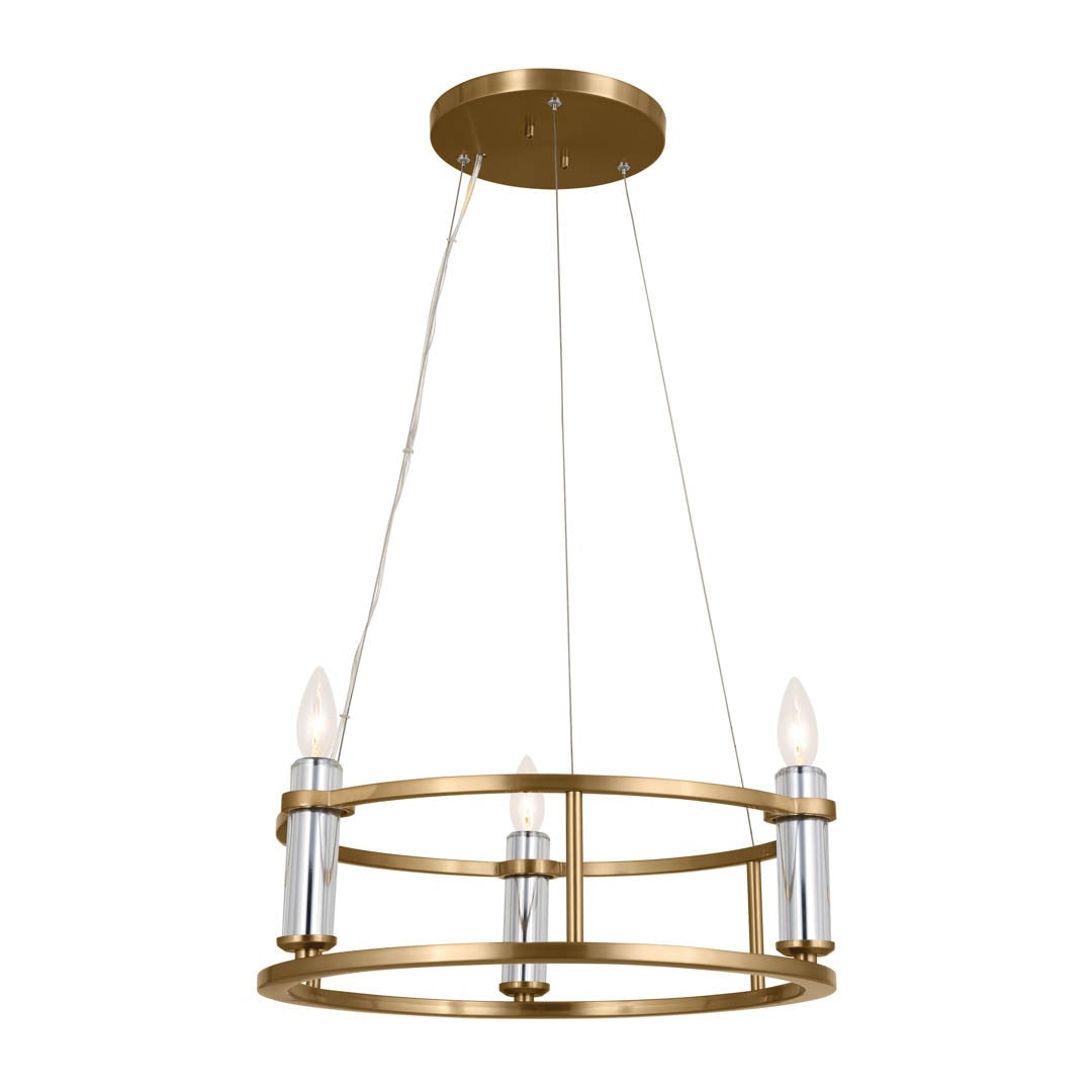 Rosalind Three Light Mini Chandelier in Brushed Natural Brass