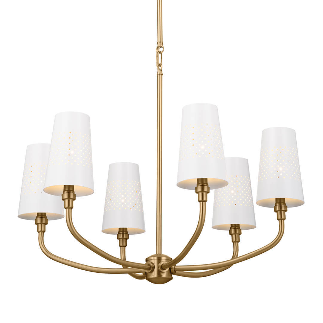 Adeena Six Light Chandelier in Brushed Natural Brass