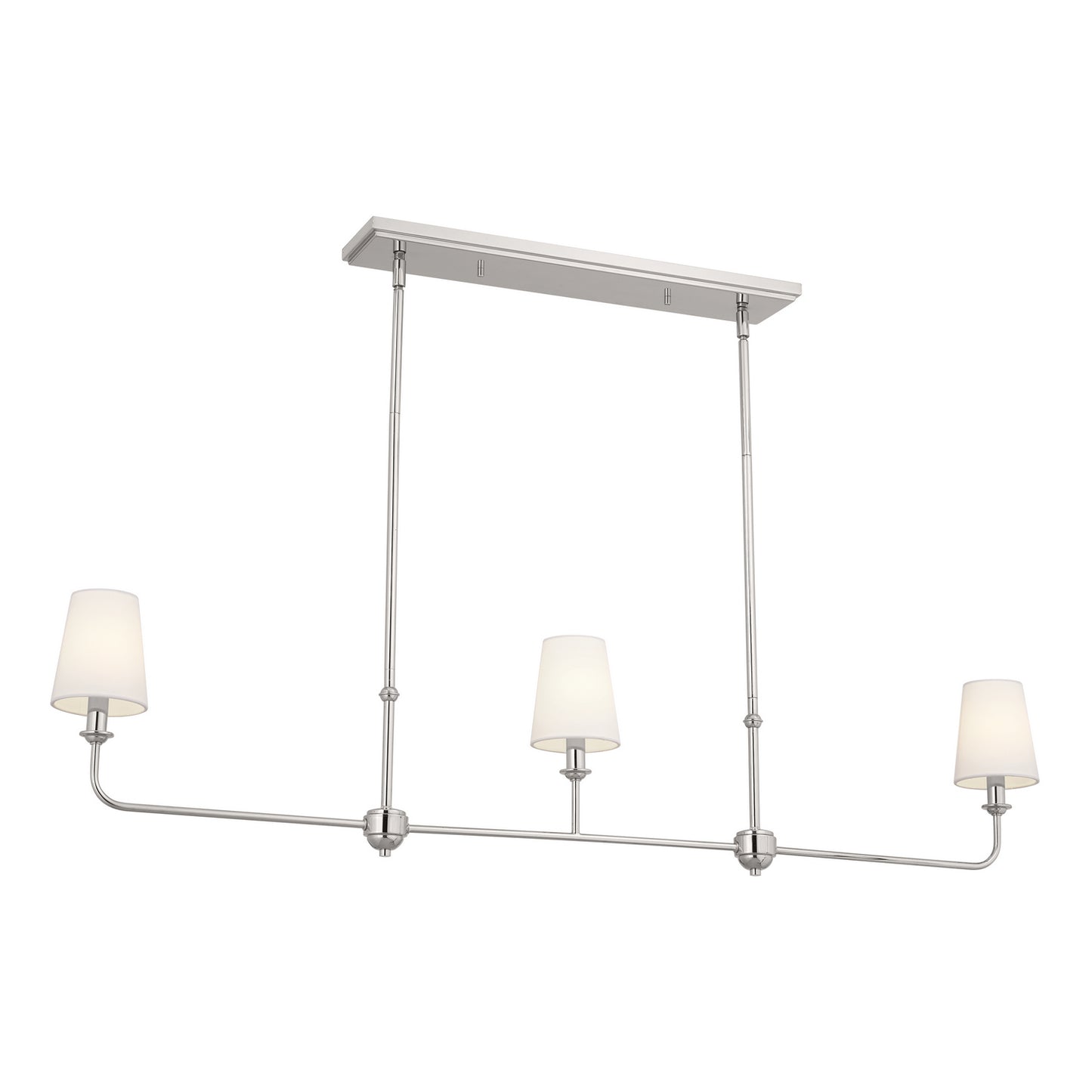 Pallas Three Light Linear Chandelier in Polished Nickel