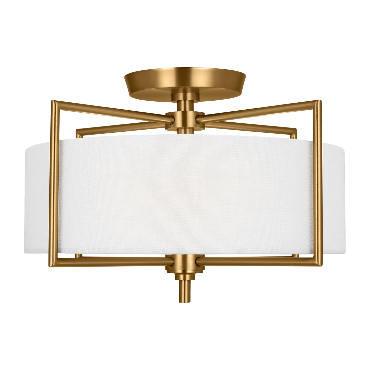 Perno Two Light Semi-Flush Mount in Burnished Brass