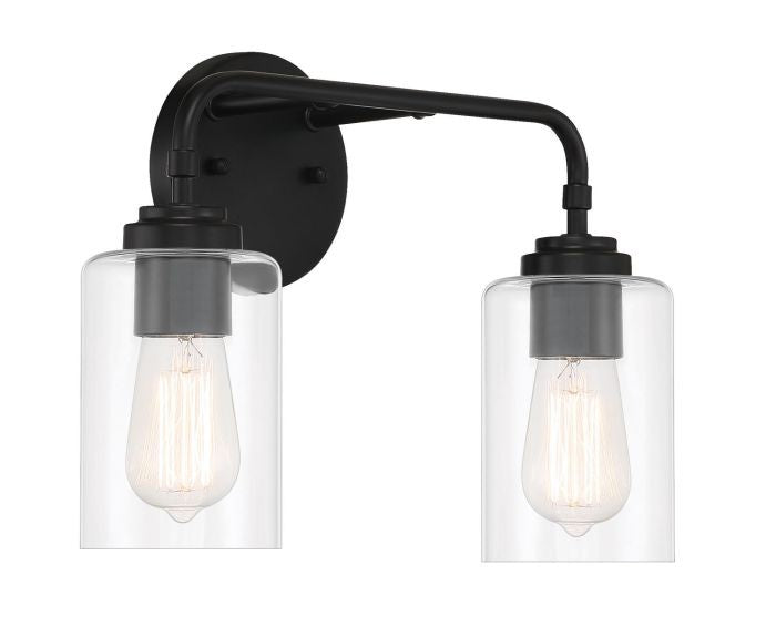 Stowe Two Light Vanity in Flat Black