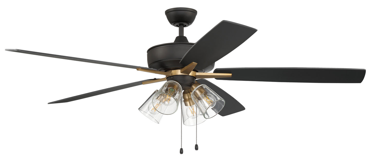 Craftmade - S104FBSB5-60BWNFB - 60" Ceiling Fan - Super Pro 104 - Flat Black/Satin Brass