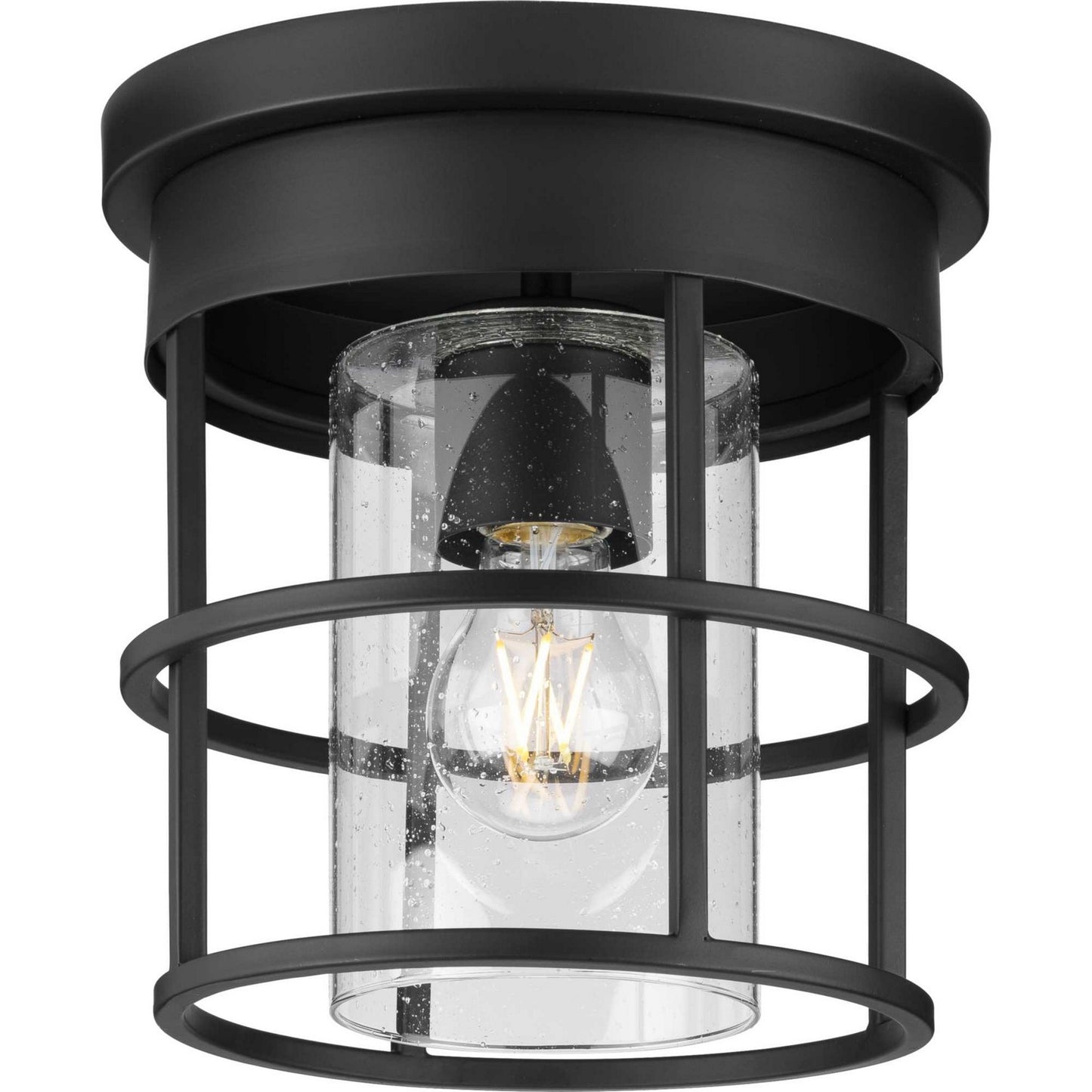 Burgess One Light Flush Mount in Matte Black