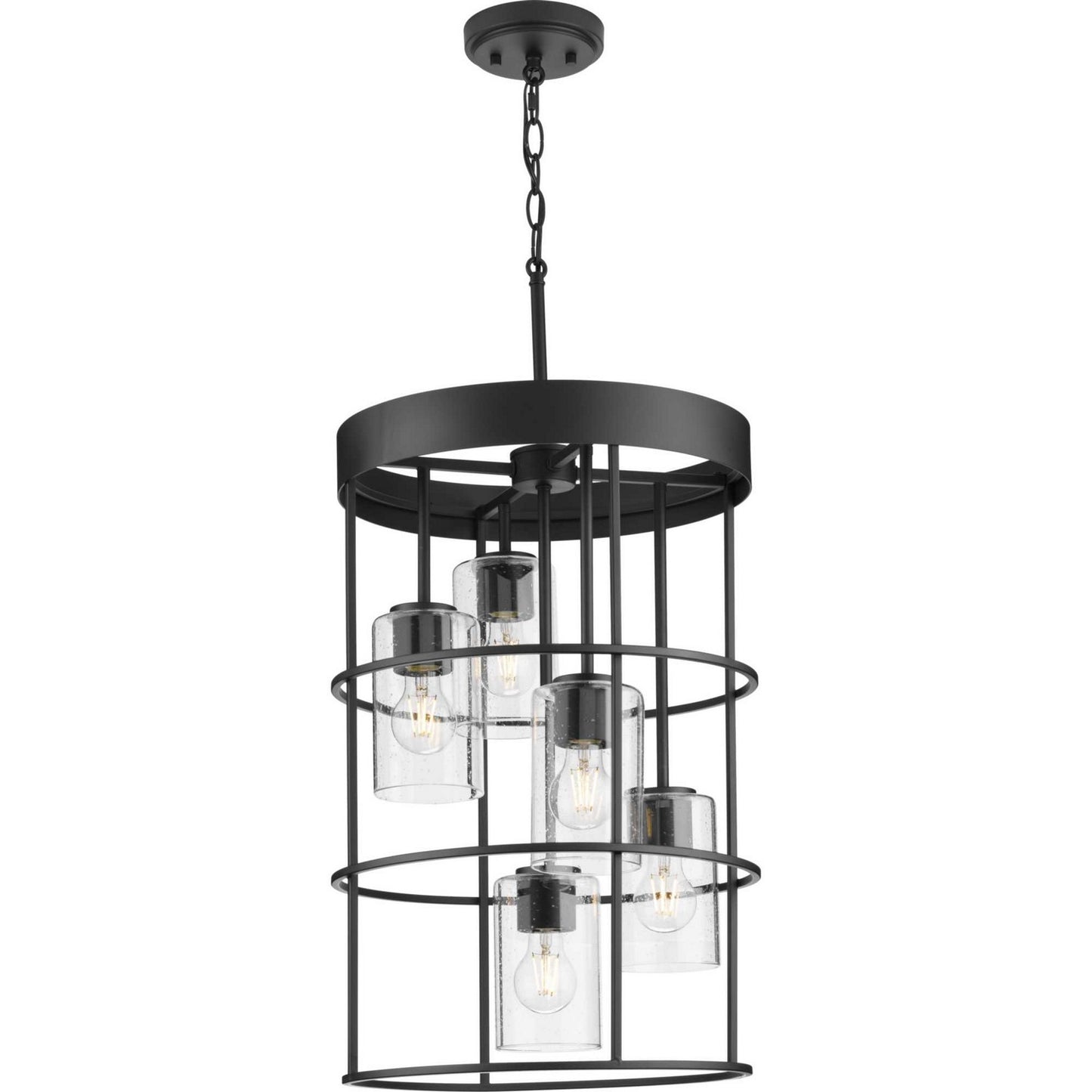 Burgess Five Light Hall & Foyer Light in Matte Black