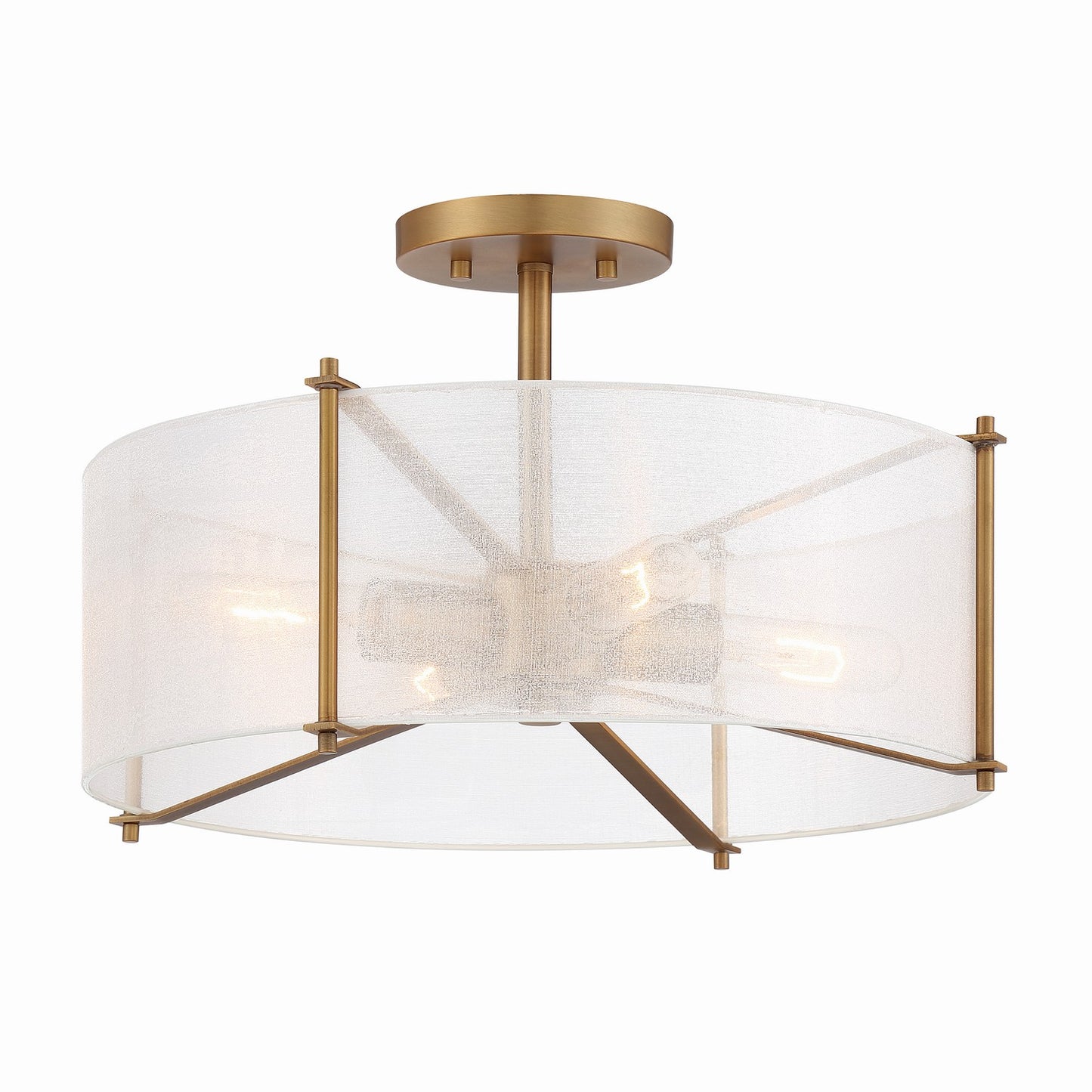 Daybreak Four Light Semi Flush Mount in Old Satin Brass