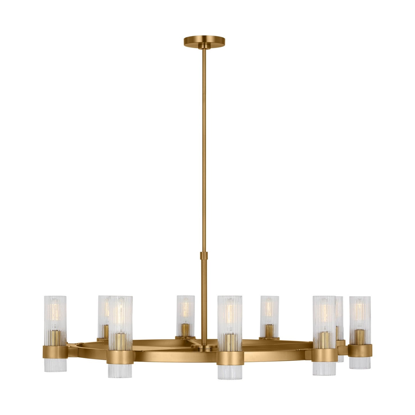 Geneva Eight Light Chandelier in Burnished Brass