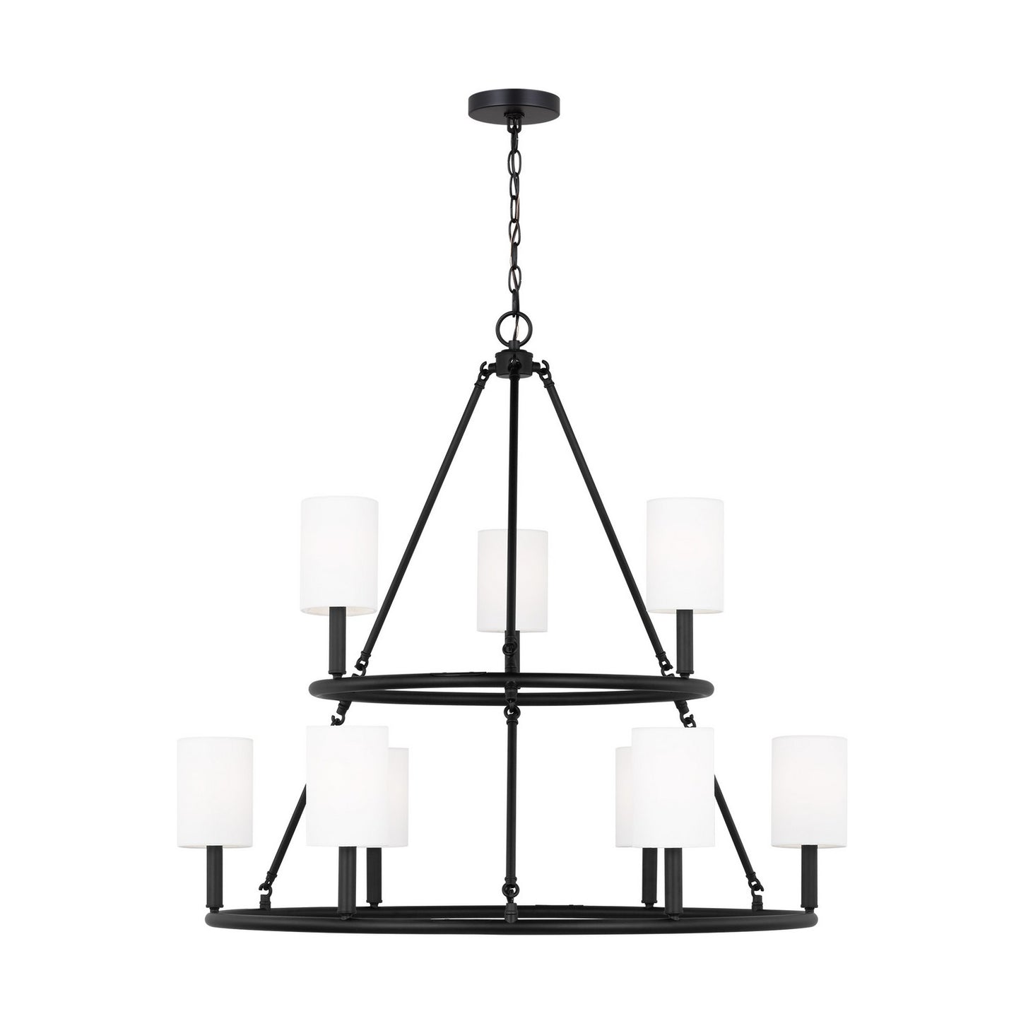 Egmont Nine Light Chandelier in Midnight Black