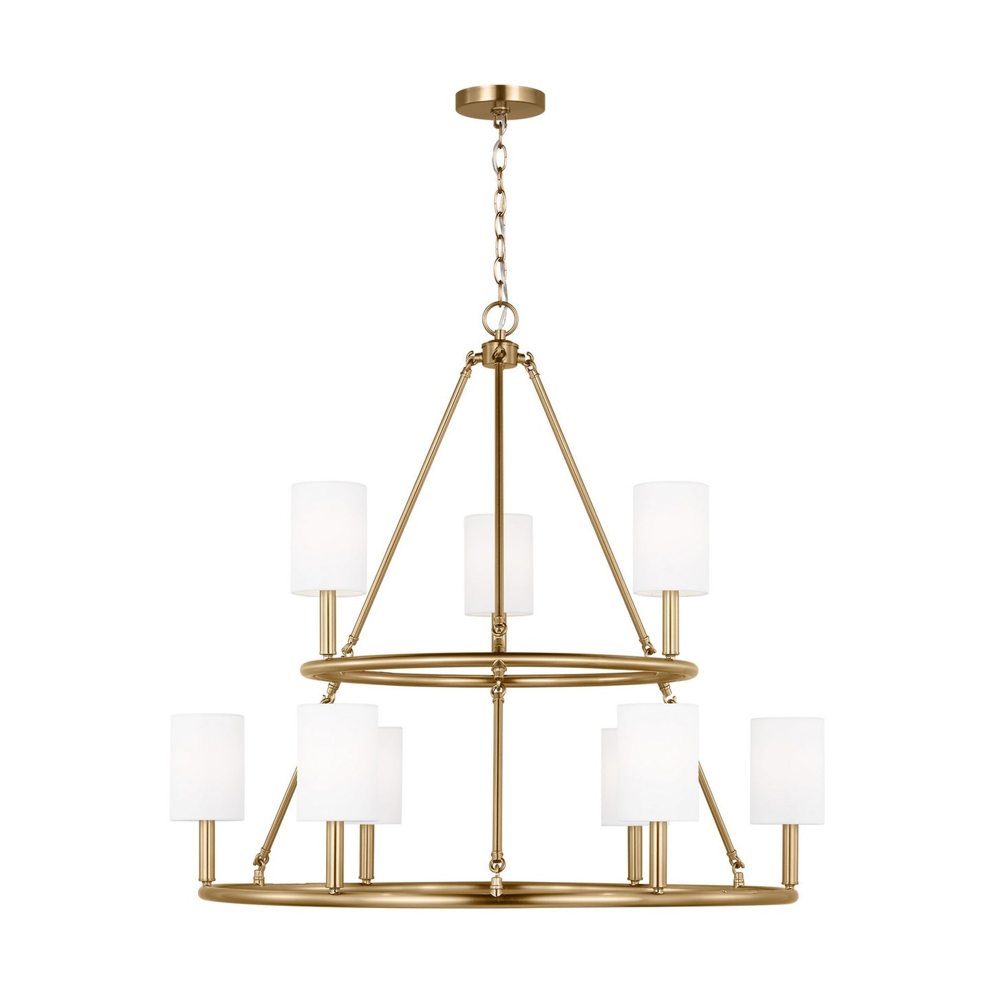 Egmont Nine Light Chandelier in Satin Brass