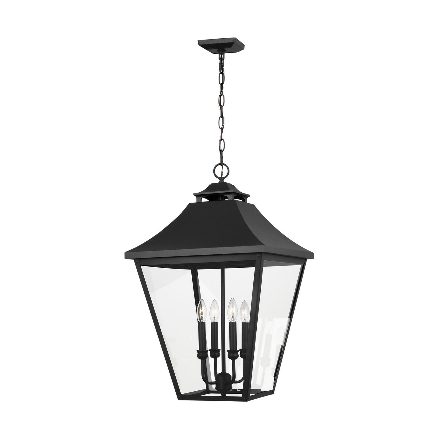Galena Four Light Outdoor Pendant in Textured Black
