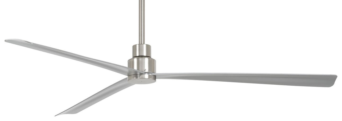 Simple 65" Ceiling Fan in Brushed Nickel Wet