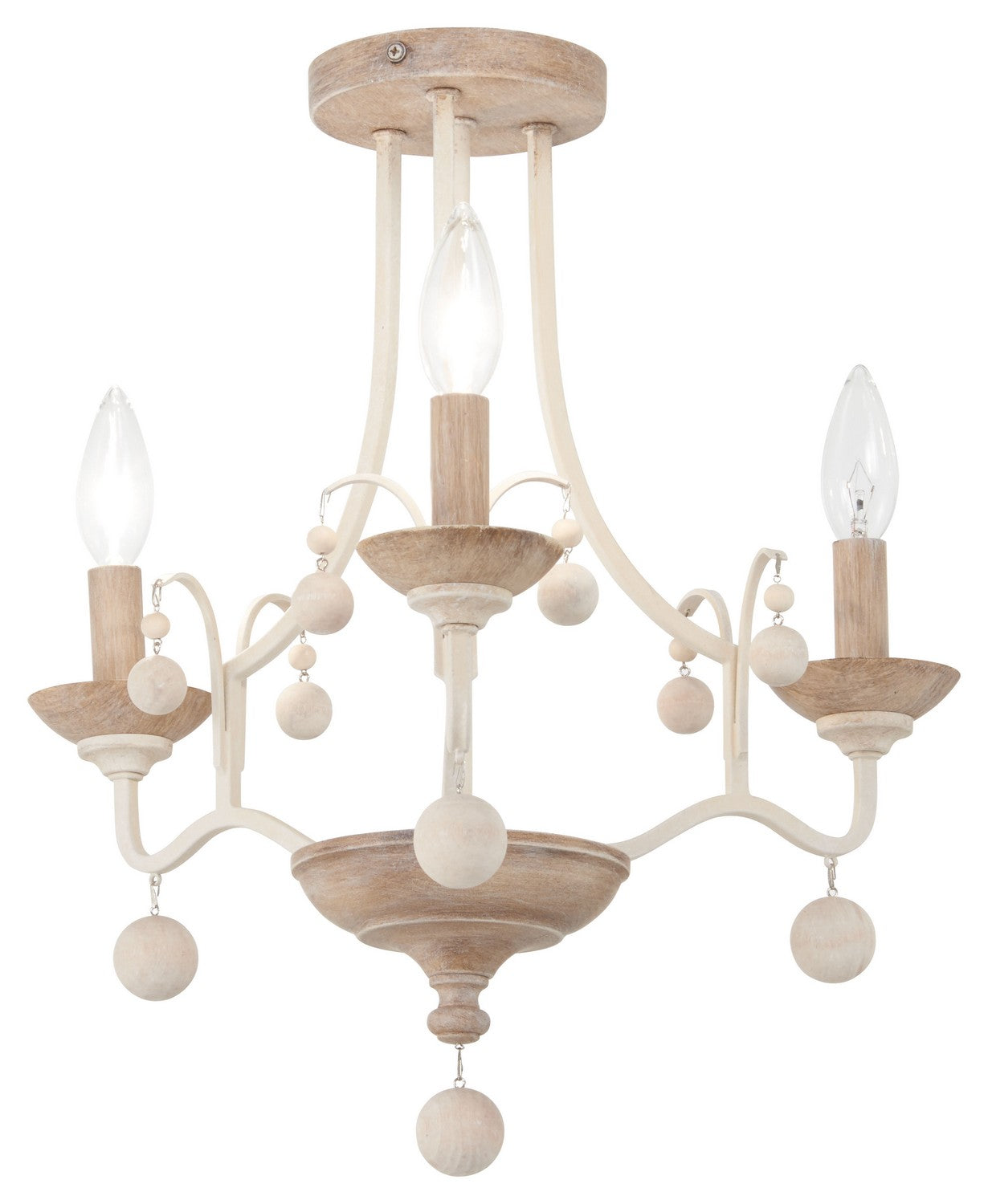 Colonial Charm Three Light Semi Flush Mount in White Wash