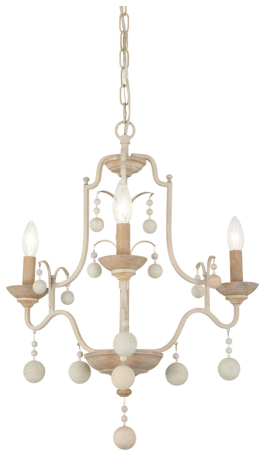 Colonial Charm Three Light Chandelier in White Wash