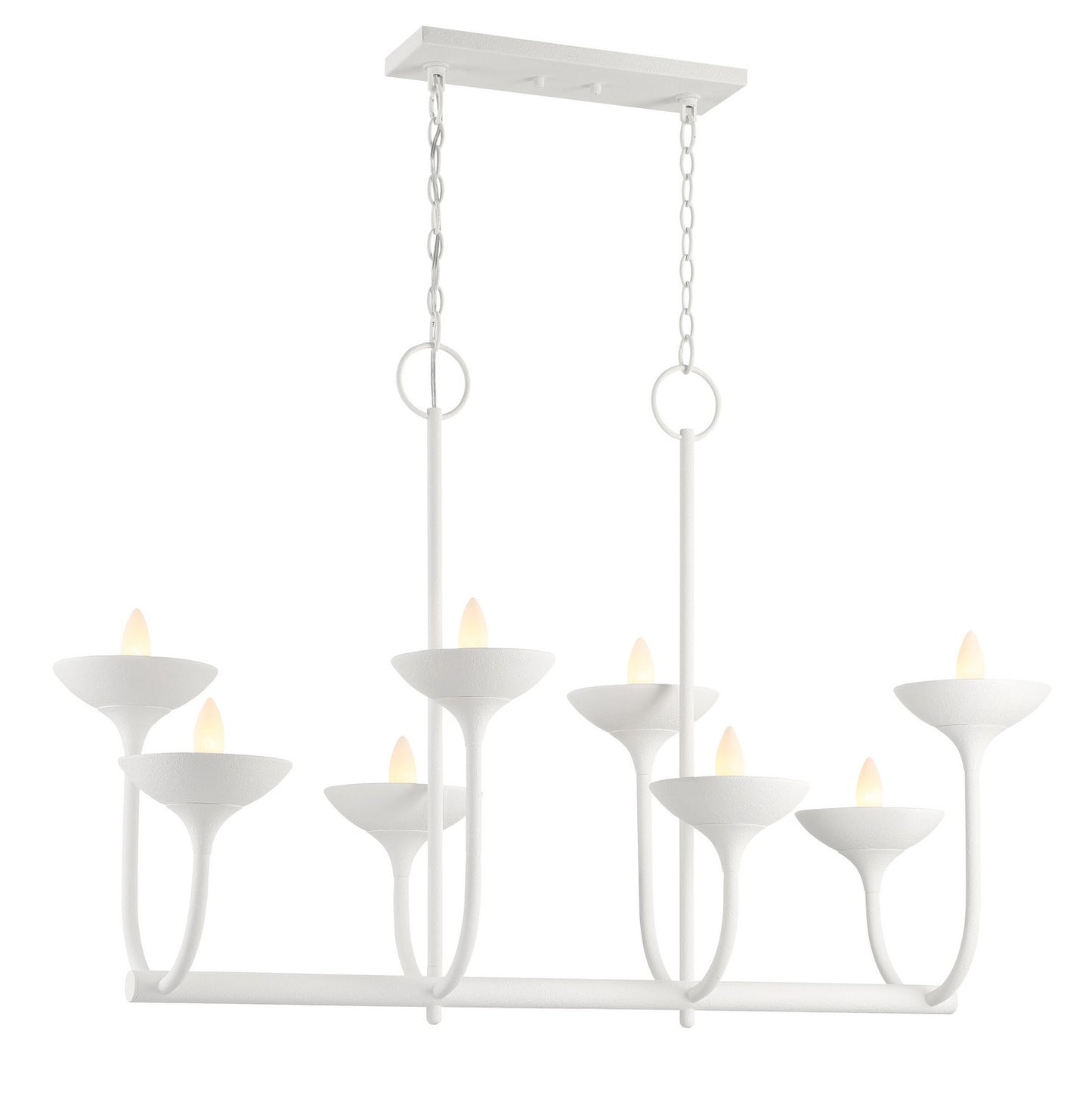 Ryton Eight Light Island Pendant in Plaster White