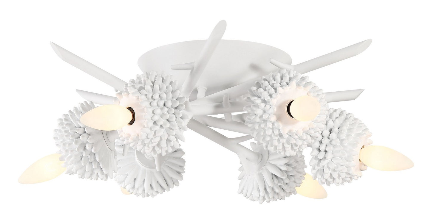 North Fork by Robin Baron Six Light Flush Mount in Sand White