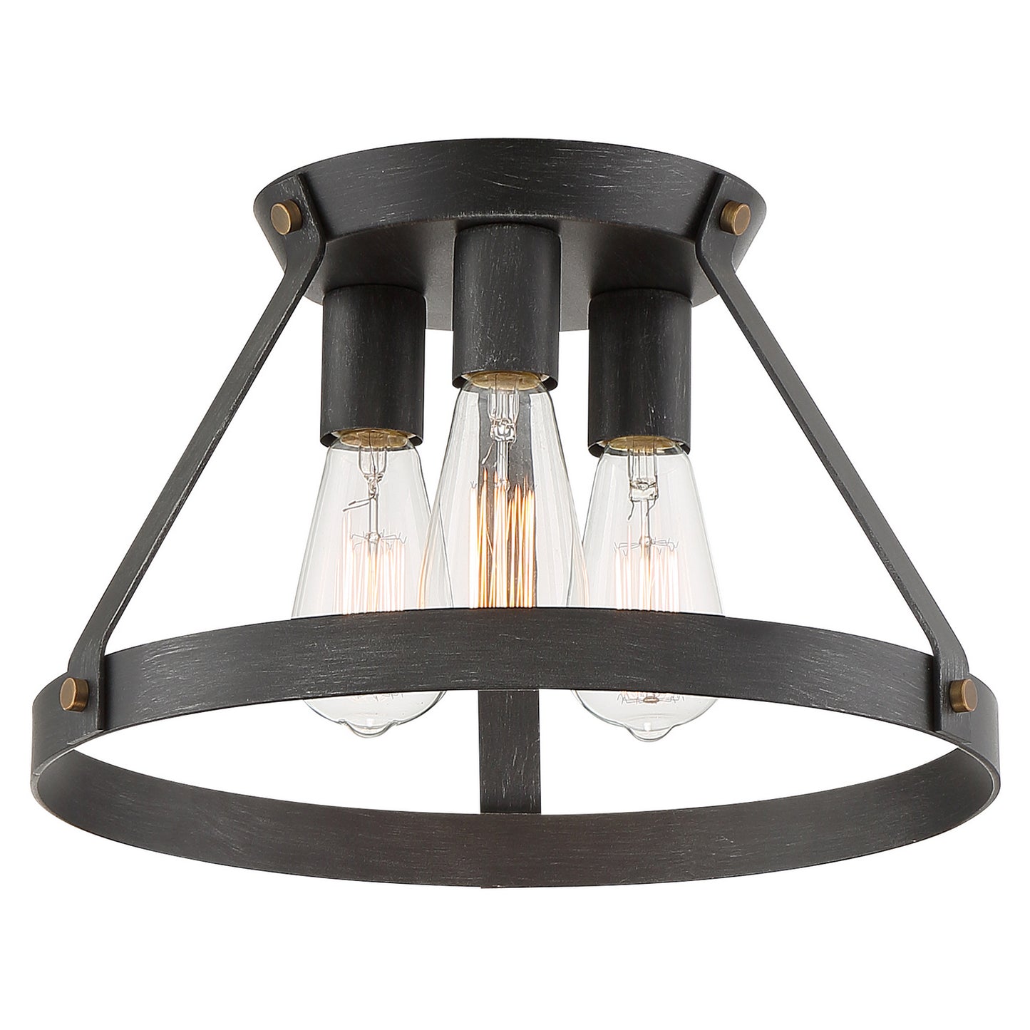 Wicker Park Three Light Semi-Flush Mount in Weathered Pewter